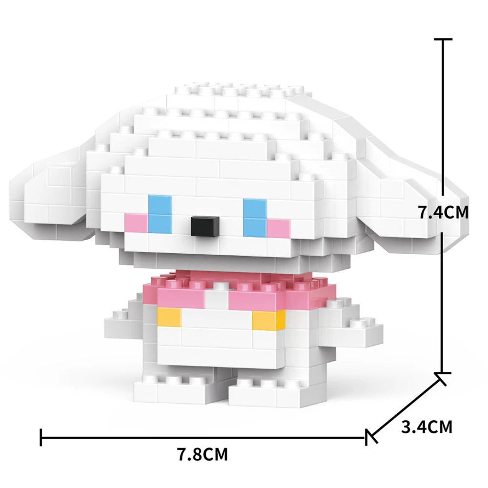 Cartoon Anime Hello Kitty Blocks Kuromi My Melody Cinnamoroll Mouse Building Blocks Doll Toy Kids Birthday Gift