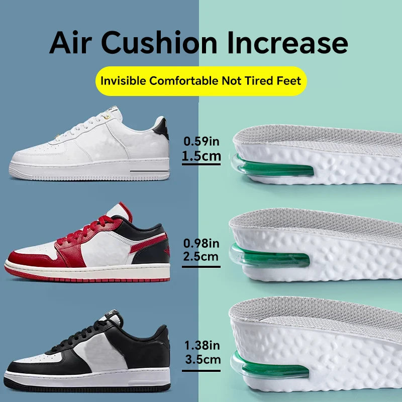 1Pair Height Increase Insole for Feet Sports Air Insoles Comfort Plantar Fasciitis Shoes Inserts Shock Absorbing Shoe Pads