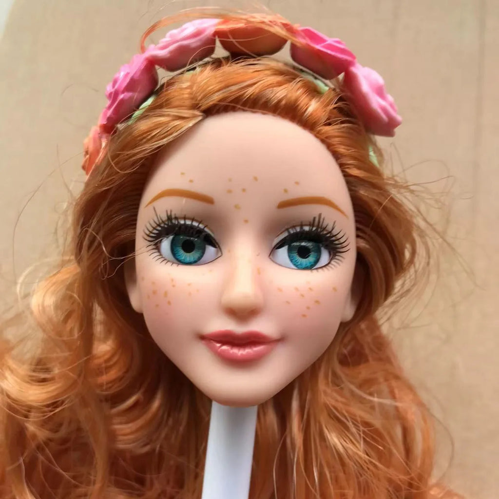 Glasses Eyes With Real Eyelashes Doll Heads Colorful Soft Doll Parts White Skin Doll Accessories Girl Gift Toys Figures
