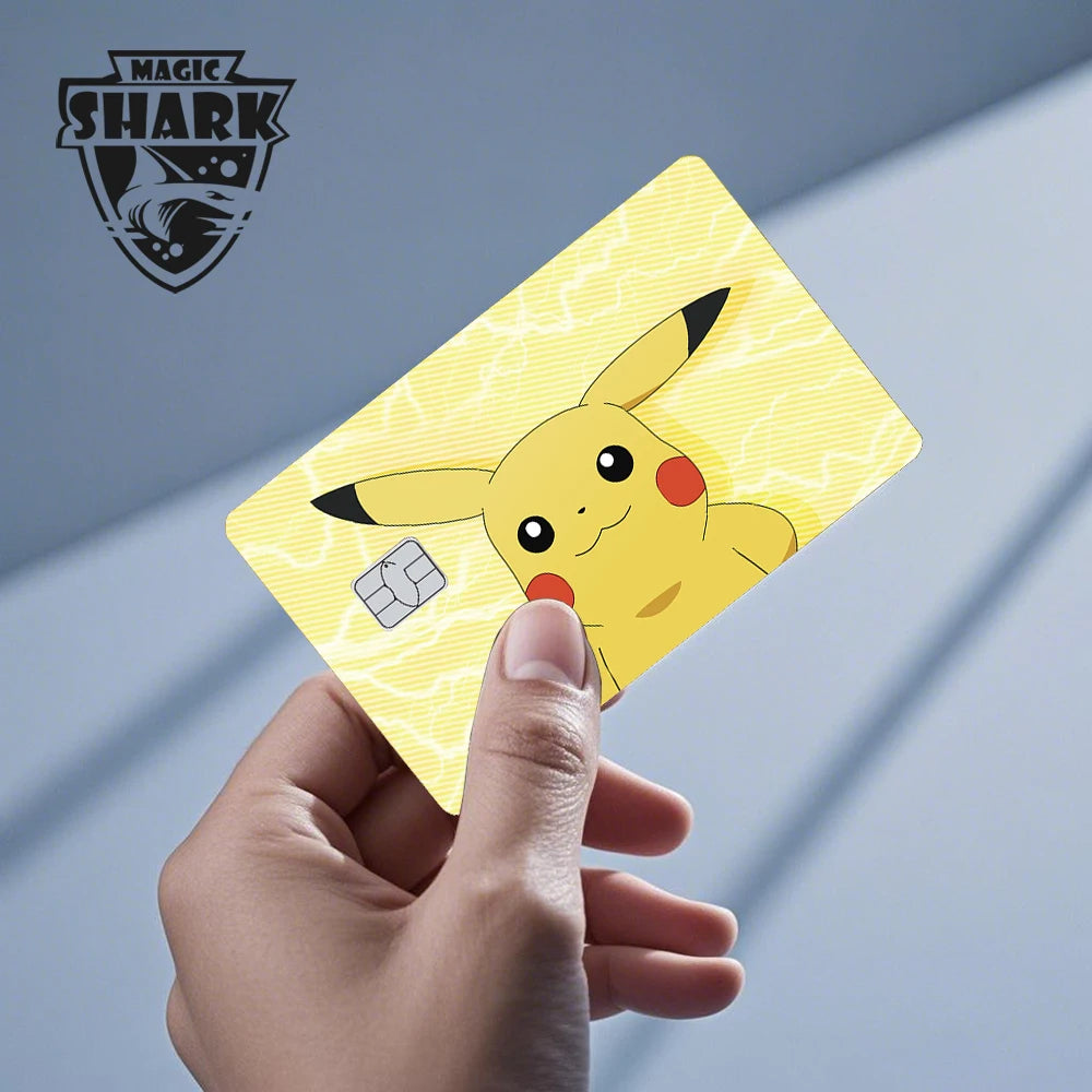 Maigc Shark Cute Pokemons Mewtwo Eevee Pikachu Gengar Sticker Film Cover for Debit Credit Card No Fade