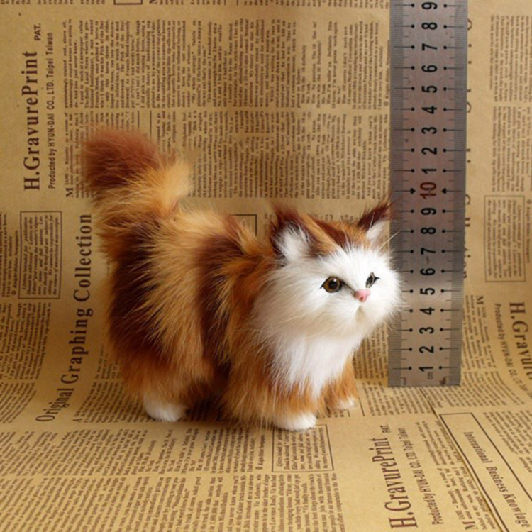Cute Simulation Cat Plush Toys Hard Stuffed Kitten Model Fake Cat Realist Animals For Kids Girls Birthday Valentine's Day Gift