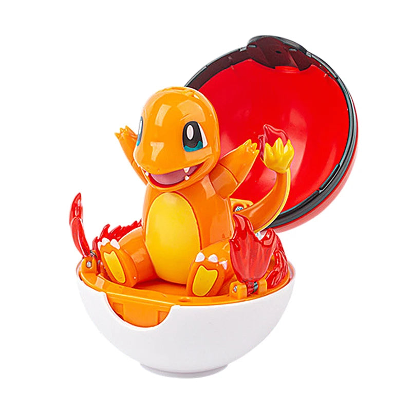 Funny Pokemon Transformation Cartoon Model Pokeball Pikachu Toys Scalable Anime Figure Dolls Model Ornaments Kids Birthday Toys