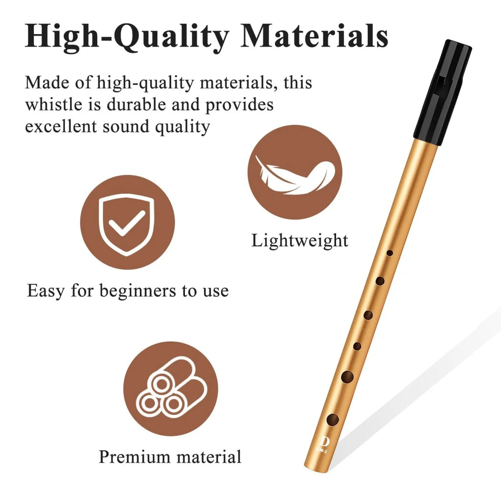 Miwayer Authentic Irish Whistle w/6 Holes Flute C/D Key Folk Sound Durable & Lightweight for Outdoor Play Easy-to-Play Beginners