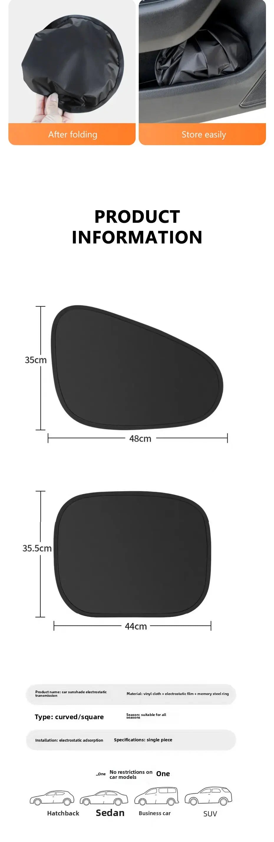 Summer Electrostatic Sun Visor for Car Side Window 4-Layer Sun Shade Curtains Anti-Glare UV-Blocker Auto Sun Protection Cover
