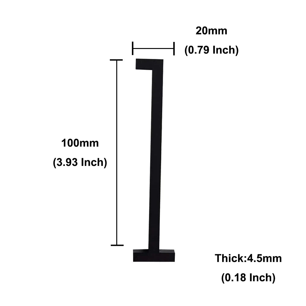 4 Inch 100mm Self Adhesive Big Modern Door Number for Exterior House Apartment Plaque Mailbox Address Digits Sticker Sign Black