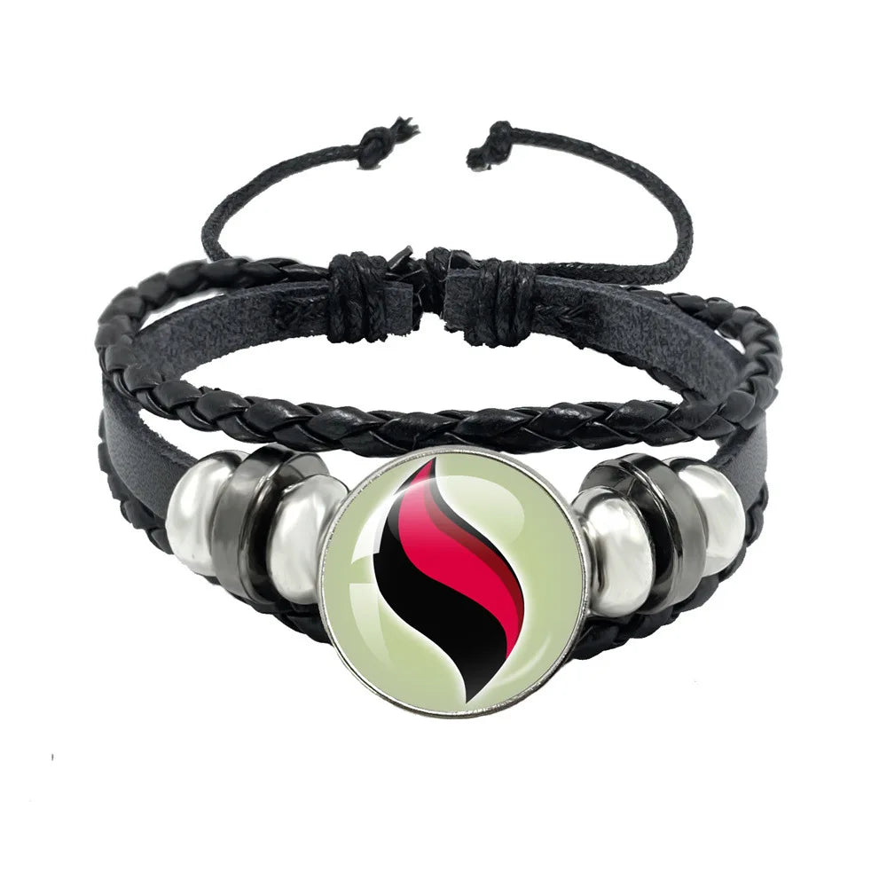 Japanese Anime Monsters Bracelet Glass Circular Pocsket Jewelry Leather Bracelet for Women and Children