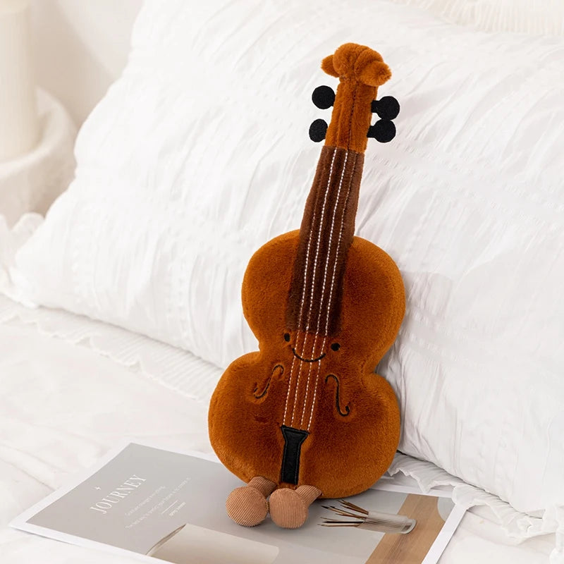 Cute Musical Plush Toy Soft Violin 30cm Guitar Pipa Tuning Fork Note Stuffed Doll Instrument Gift for Kid Music Lover Home Decor