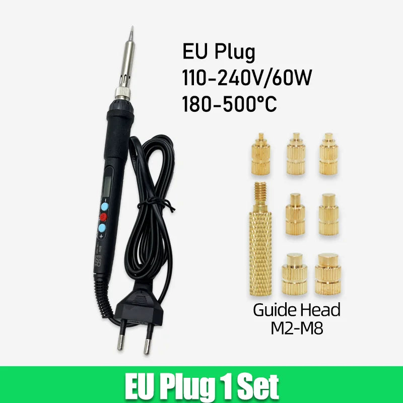 Threaded Brass Insert Nut 3d Printing Tool M2 M3 M4 M5 Heat Set Insertion Soldering Iron Kit Hot Melt Knurled Nut for Plastic PC