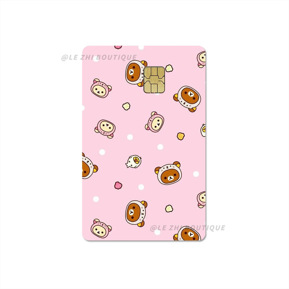 Japan Anime Cute Cartoon Bear Credit Debit Card Sticker Kawaii Bus Pass Diy Waterproof Small Chip Film Sticker Decoration