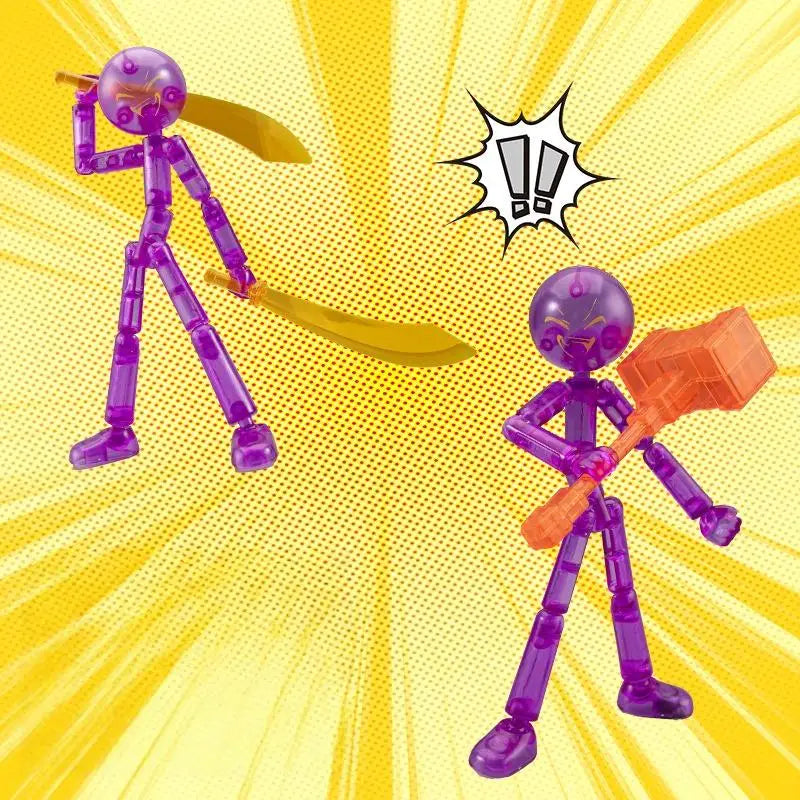 1 Set Novelty Action Figure Stickman Assembled Robot Movable Multi-jointed Stickman Toy 3d Printing Mannequin