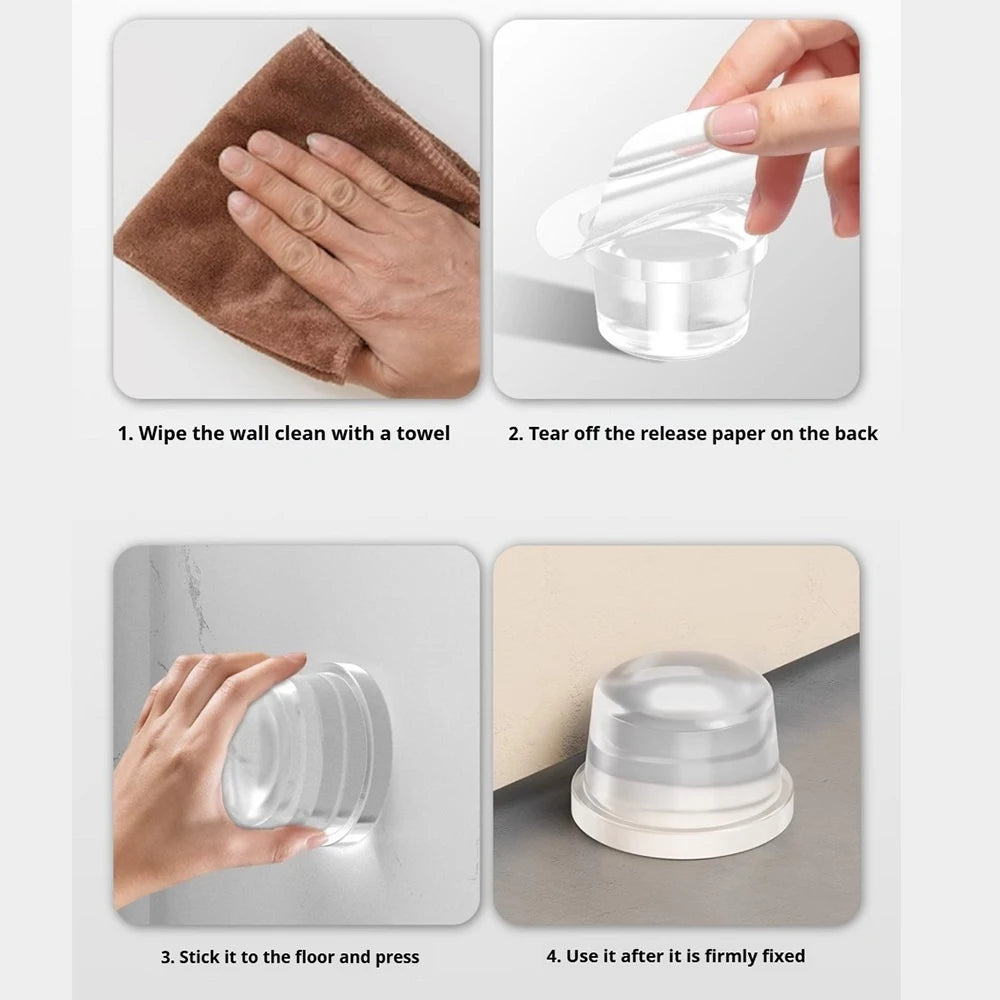 1-8Pcs Transparent Silicone Door Stopper No Drill Anti Bump Pad for Office Home Safety Protection Dodgers Door Stop