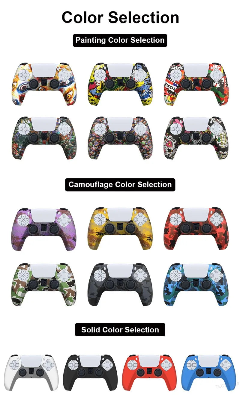 Silicone Protective Cover sleeve For PS5 Controller Accessories Rubber Case For PS5 Slim Gamepad Joysticks Thumb Grips Caps