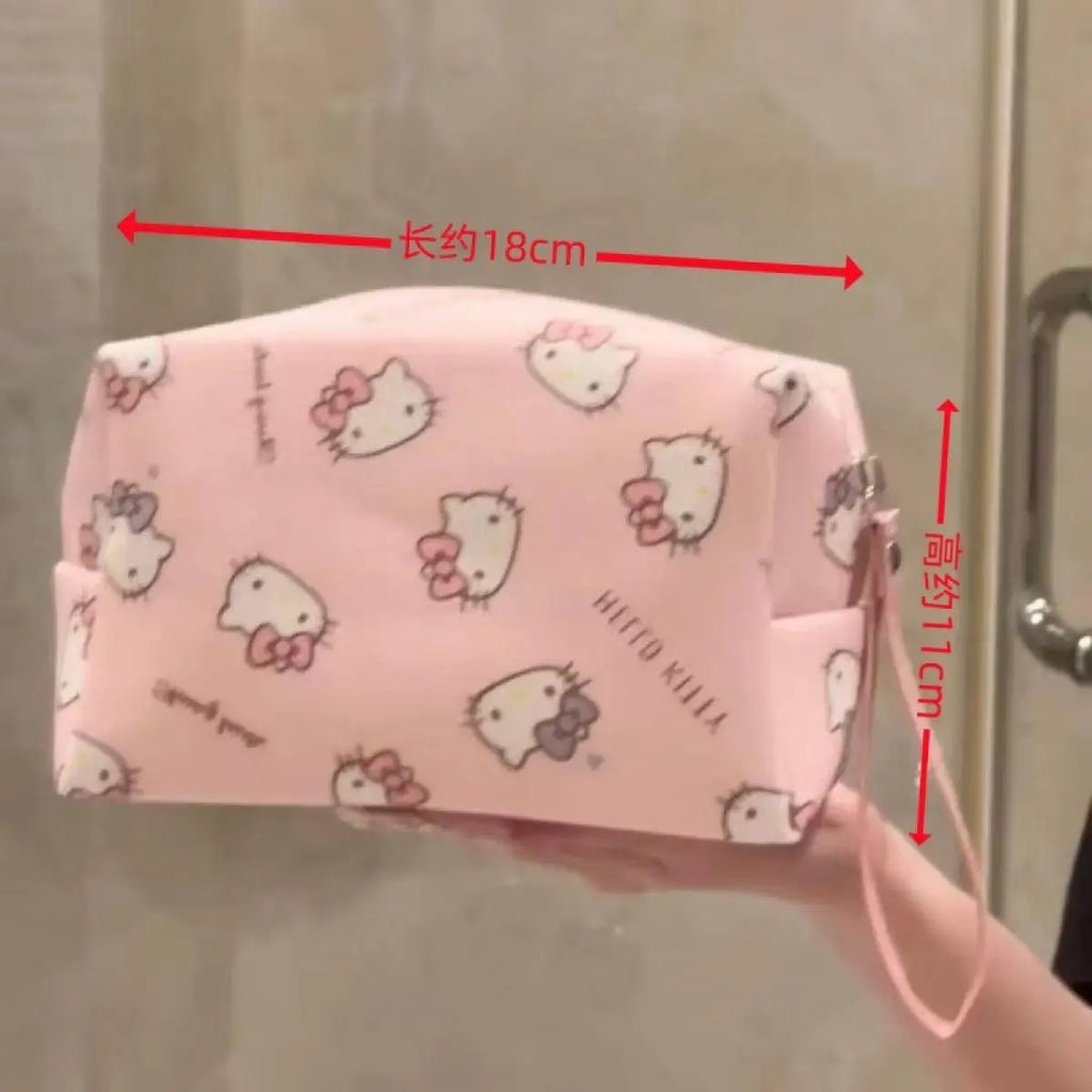 2025 New Hello Kitty Large Capacity Tote Bag Cute Print Design Portable Travel Organizer for Cosmetics Toiletries Makeup Storage