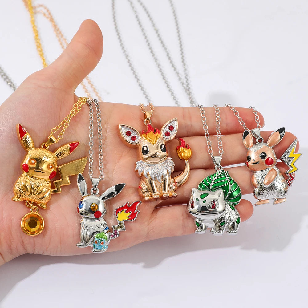 1PC Cute Q Version Character Necklace Alloy Charmander Bulbasaur Jewelry Pendant for Fans Holiday Gifts Jewelry Accessories