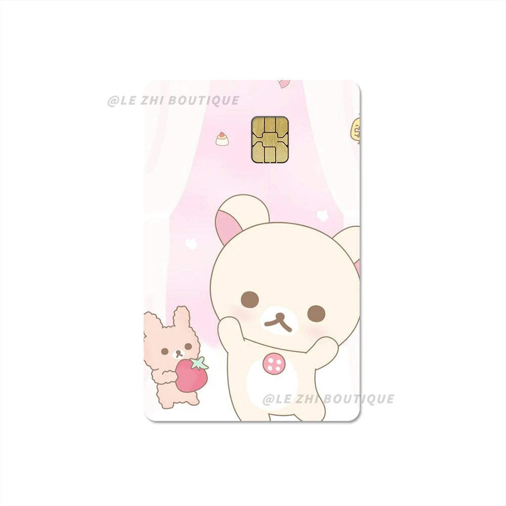 Japan Anime Cute Cartoon Bear Credit Debit Card Sticker Kawaii Bus Pass Diy Waterproof Small Chip Film Sticker Decoration