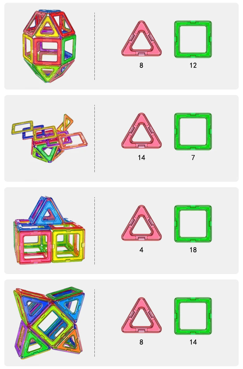 large Magnetic tiles Designer Magnet Building Blocks Accessories Educational Constructor Toys For Children Kids Girls Set Gift