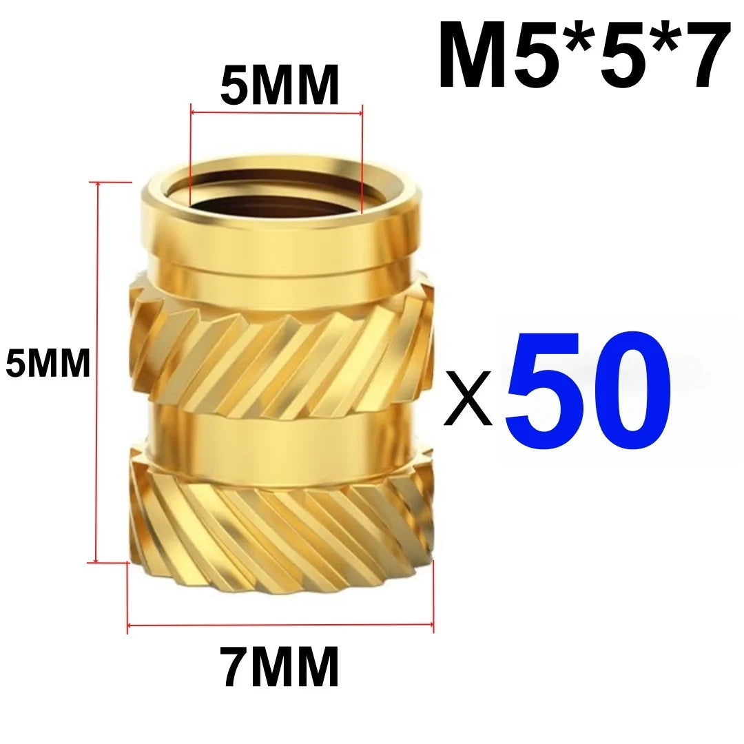 Heat Embedment Inserting Nuts M3 M4 M5 Threaded Knurled Brass Hot Melt Screw Nut For 3D Printer Voron 2.4 And Others