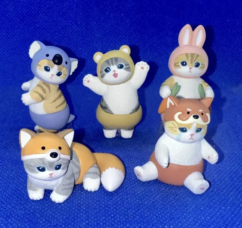 4cm Mofu Cat sands Action Figure Collection Set Animal Headgear Doll Kawaii  Cute PVC Model Desktop Decoration Crafts Gifts Toys