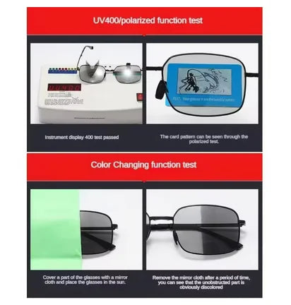 Fashion Foldable Polarized Sunglasses Vintage Men Women High-quality Photochromic Portable Folding Metal Frame Glasses UV400