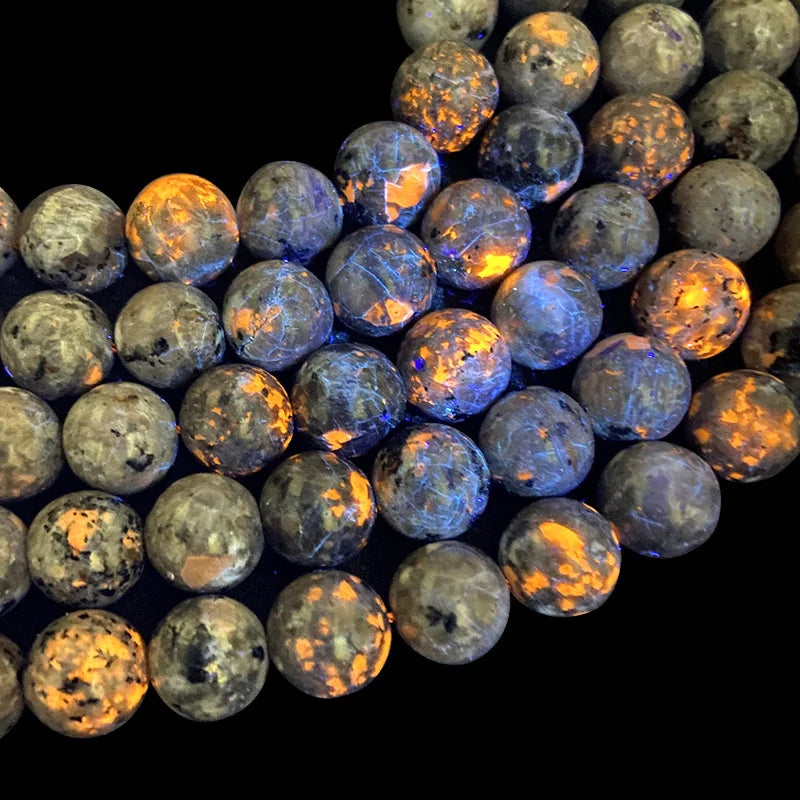 Natural Stone Round Flame Stone Beads Yooperlite Fire Sodalite Loose Spacer Beads for Jewelry Making DIY Bracelets Necklace 15''
