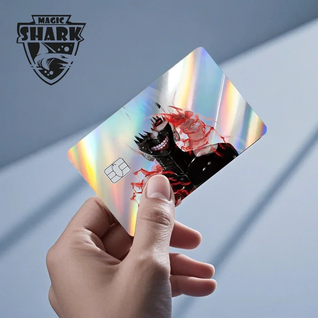 Magic Shark Skull Panda Hunter Broke Blue Eyes Dragon Laser Holographic Sticker Cover Film Skin for Credit Bank Debit Card