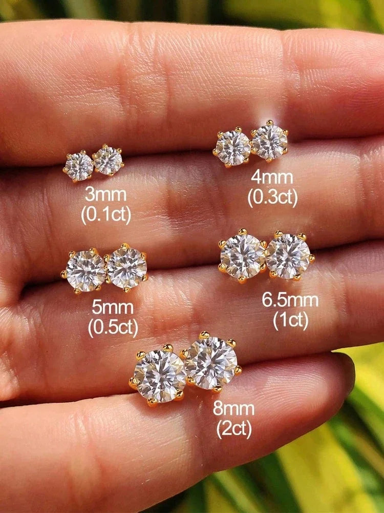 DW 0.1ct-2ct D Color Certified Moissanite Stud Earrings Lab Created Diamond 925 Sterling Silver Gold Plated Wedding Fine Jewelry