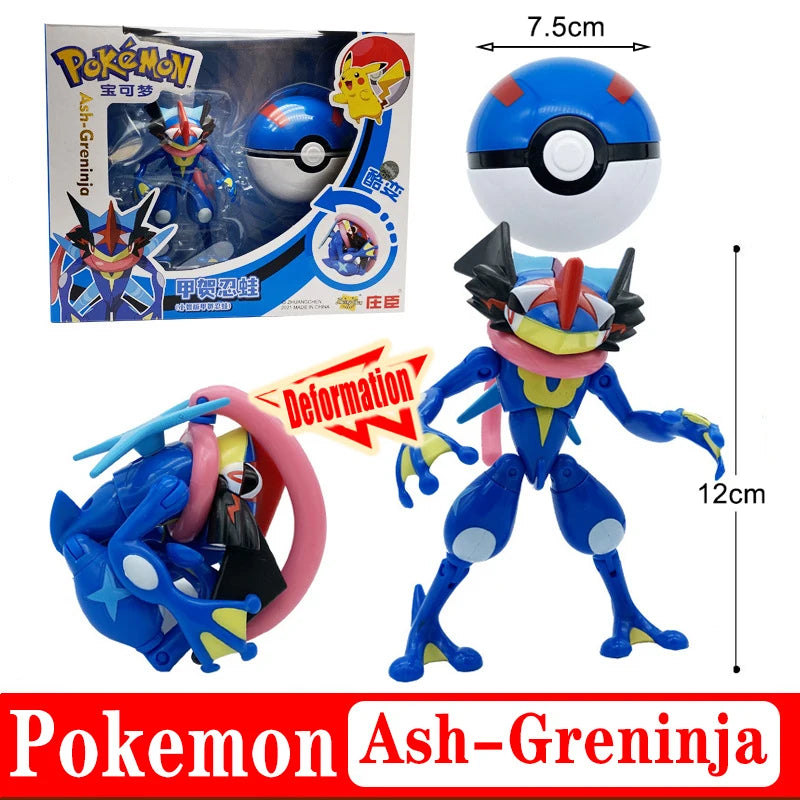 Funny Pokemon Transformation Cartoon Model Pokeball Pikachu Toys Scalable Anime Figure Dolls Model Ornaments Kids Birthday Toys
