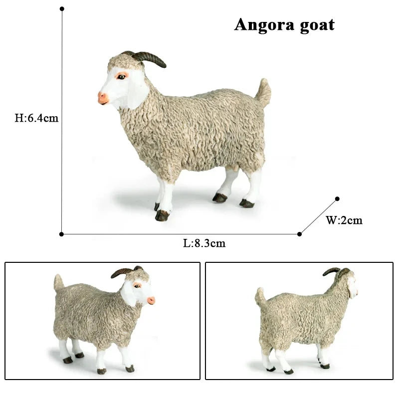 Oenux Classic Farm Animal Simulation Sheep Goat Argali Antelope Model Action Figure Poultry Figurines Cute Toy For Kid Gift