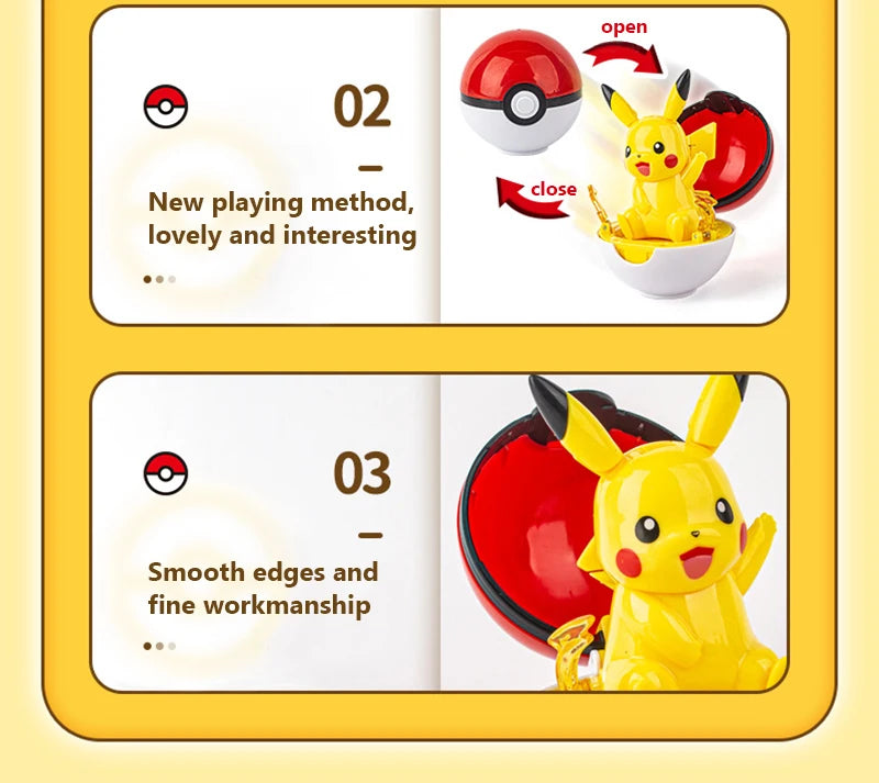 Funny Pokemon Transformation Cartoon Model Pokeball Pikachu Toys Scalable Anime Figure Dolls Model Ornaments Kids Birthday Toys