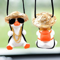 1PC Cute Car Pendant Swinging Sunglasses Duck Hanging Swing Rearview Mirror Decoration