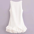HXAO White Short Dress Women's Ruffle Backless Party Dresses Black Red Sleeveless Bodycon Mini Dress Woman Summer Sexy Vestidos