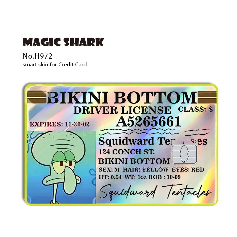 Magic Shark 2026 New Arrival Funny Cute Cartoon Holographic Sticker Laser Film Shinny Skin for Debit Credit Bank Card