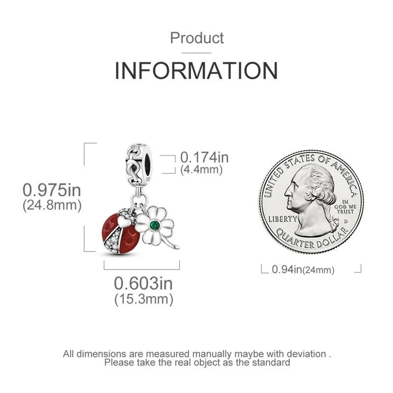 Charms Silver 925 Ladybugs and Cherry Strawberries Pendant Bead Fit 3mm Bracelet Bangle Necklace For Women Luxury Jewelry Making