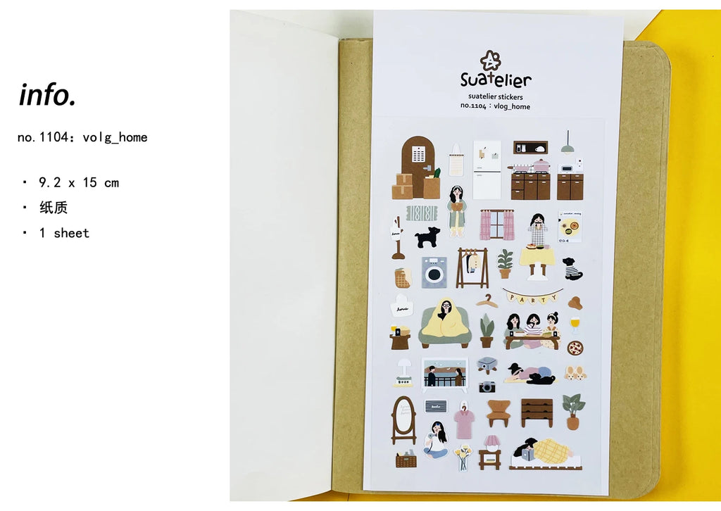 Korean Import Suatelier Travel Home Life Study Friend Stickers Scrapbooking Diy Journaling Diary Stationery Sticker School Gift