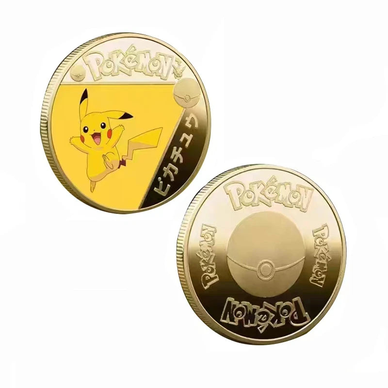 Anime Gold Plated Gold Coin Game Commemorative Coin Pikachu Mewtwo Charizard Gold Coin Game Collection childrens gift