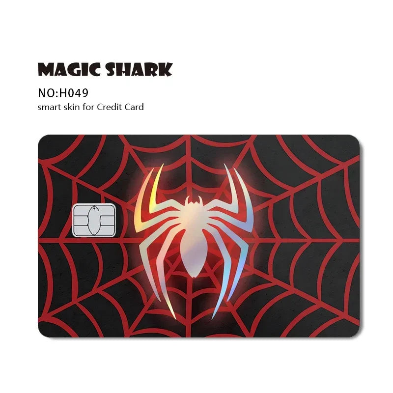 Magic Shark Mcloving Spider Anime Shinny Laser Holographic Matte Skin Film Sticker for Debit Bank Credit Card