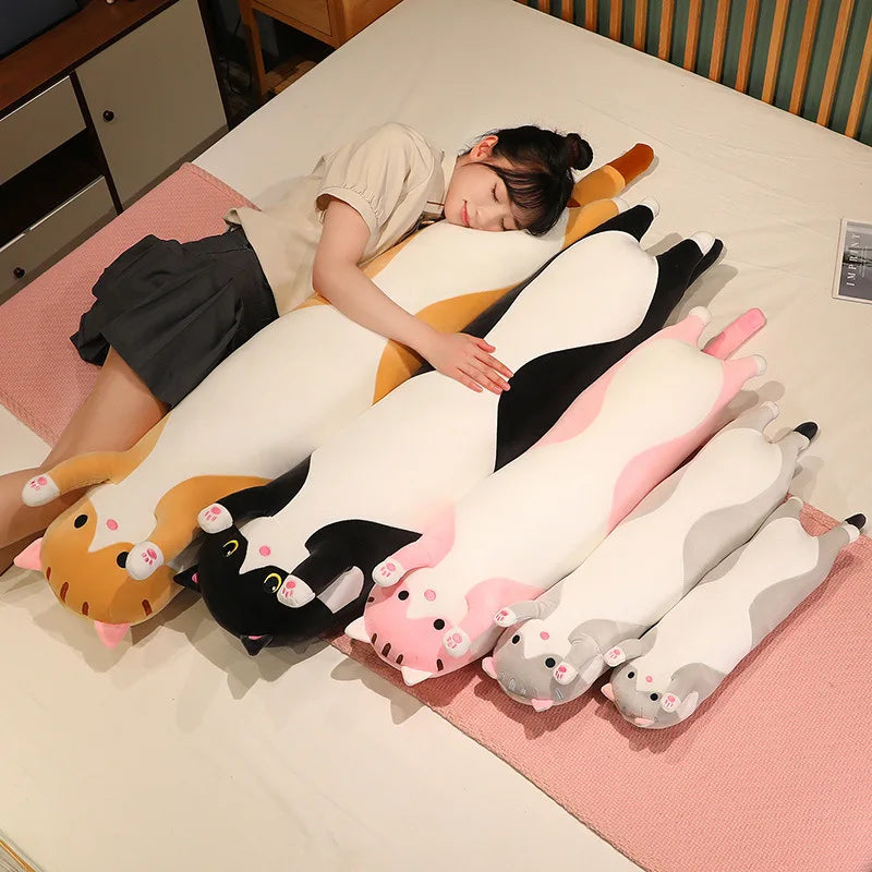 50/70/90/110/130cm Funny Cute Soft Long Cat Plush Toys Pause Office Nap Pillow Bed Sleep Home Decor Doll for Kids Girl Gift