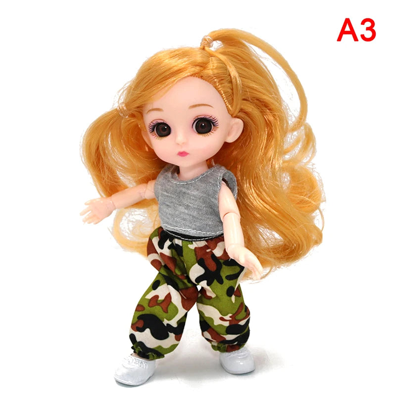 BJD 16CM Doll 13 Movable Joints Casual Fashion Princess Clothes Suit Accessories Nude Decoration Multicolor Hair Girl Gift Toy