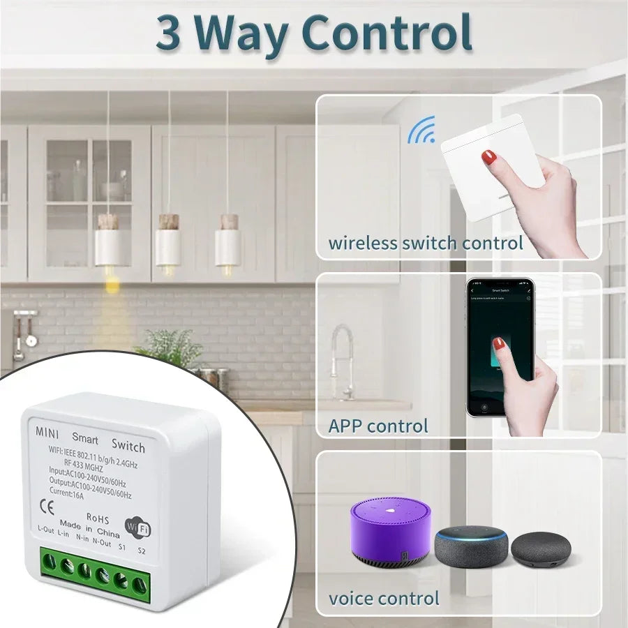 Tuya Smart WiFi Switch For Lighting RF 433MHz Wireless Switch Smart Life APP Voice Control Work With Alice Alexa Google Home