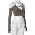 Summer new style women's pure color halter neck crop top with sleeveless and backless design for Europe and America market