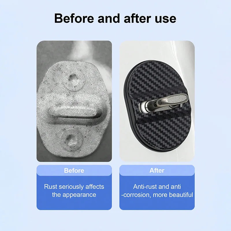 4Pcs Universal Door Lock Covers, Shock-Absorbing Noise-Reducing Waterproof Protector, Easy Stick-on for Sedan SUV