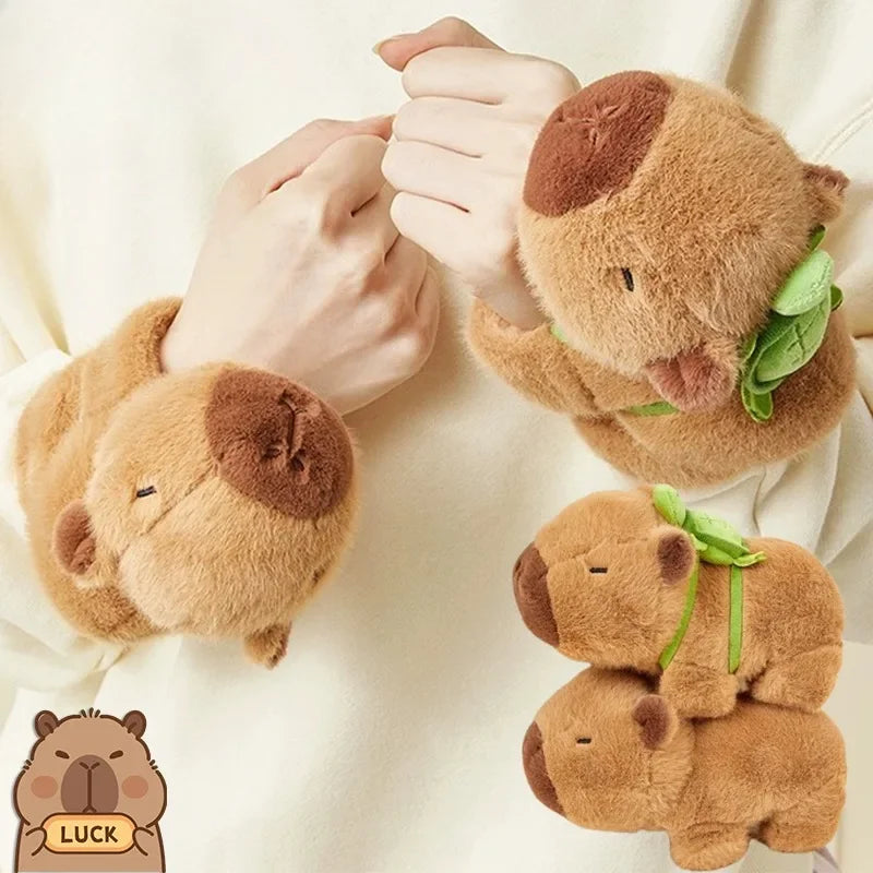 Capybara Clap Circle Toys  Capybara Plush Hand Ring Wristband Kawaii Stuffed Animal Doll Curtains Bicycle Party Decor Kids Gift