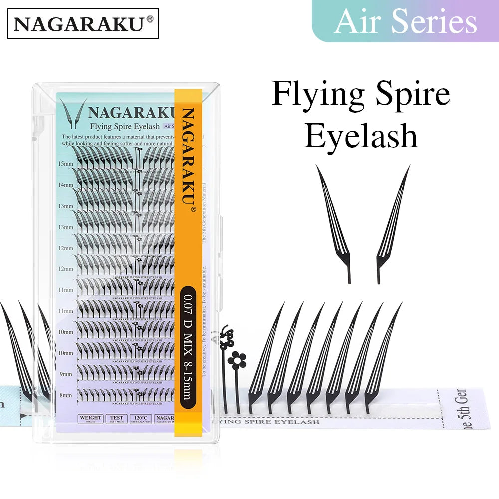 NAGARAKU Premade Spire Eyelash Manga Wing Eyelashes Anime Light Plume Fluttering Eyelash Extensions Comic Spike Wet Set Lashes