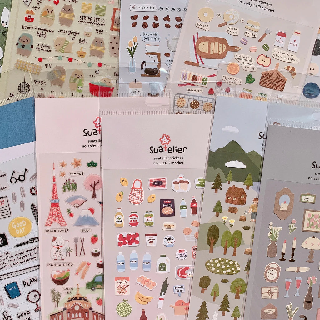 Korean Import Original Suatelier Collection Kawaii Daily Stickers Scrapbooking Diy Journal Stationery Sticker Deco Art Supplies