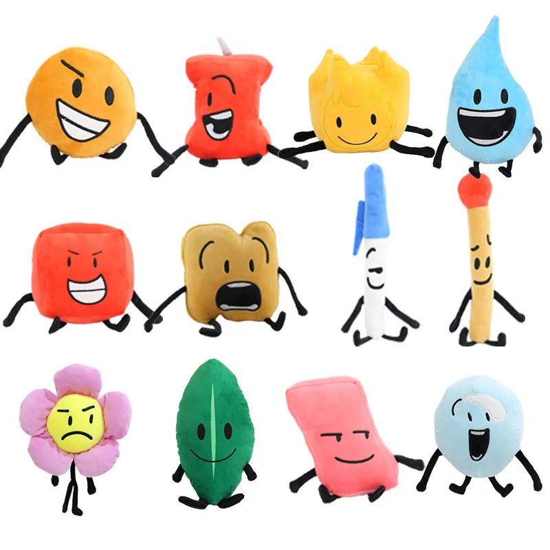 New Arrival BFDI Battle For Dream Island Plush Toy 70 Stuffed Doll Soft Animal X Number Blintz Block Marker Stapler French Fries