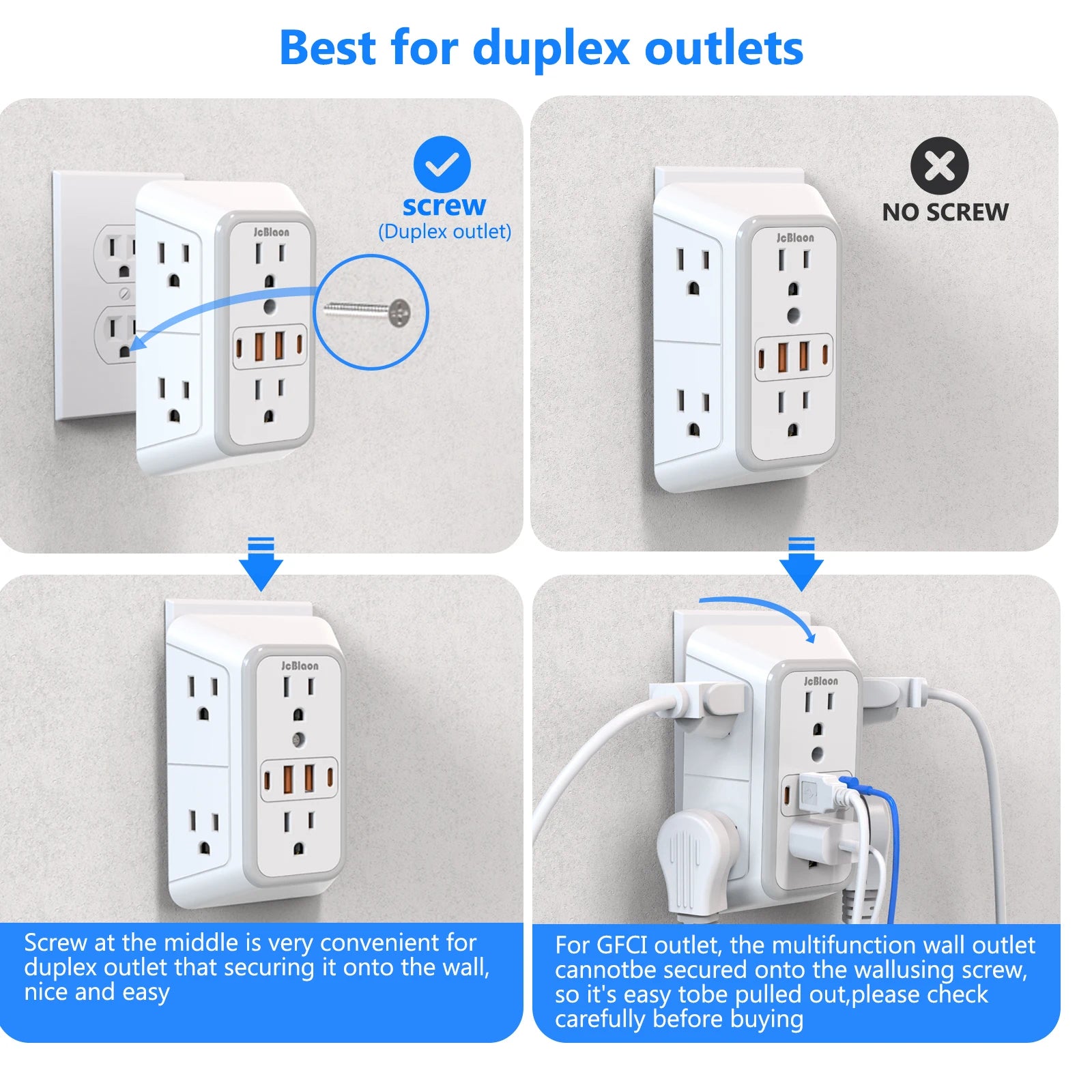 US Plug Power Strip Multitap 6 AC Outlets 2 USB 2 Type C Port Charge Electrical Socket Network Filter Fast Charging Home Office