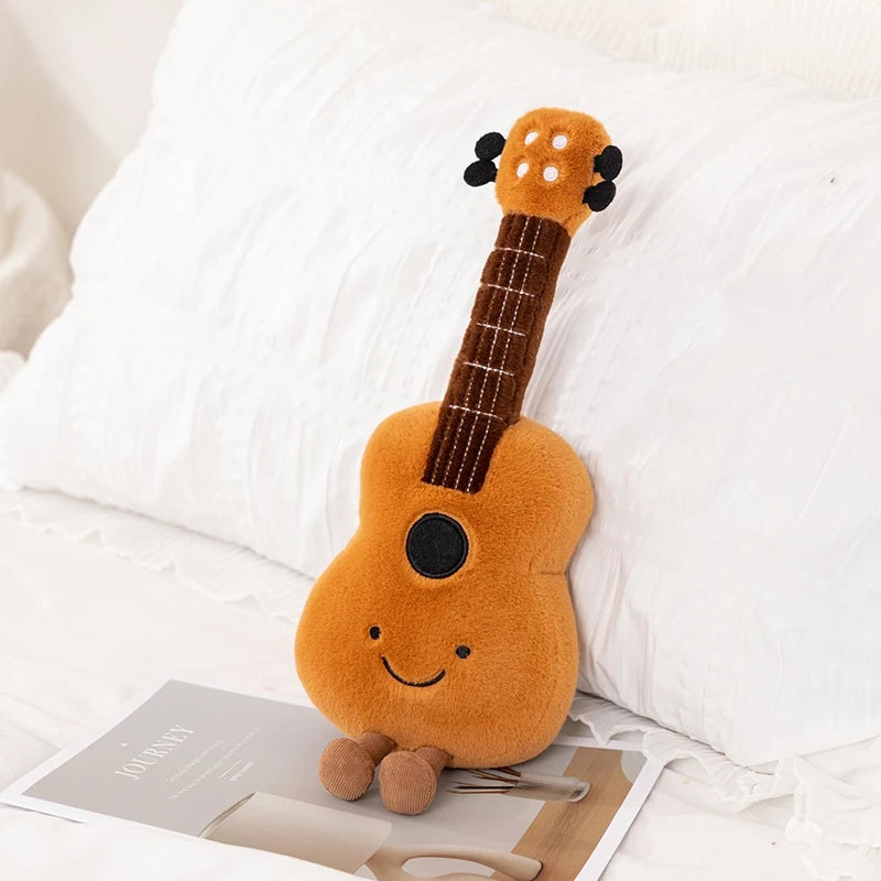 Cute Musical Plush Toy Soft Violin 30cm Guitar Pipa Tuning Fork Note Stuffed Doll Instrument Gift for Kid Music Lover Home Decor