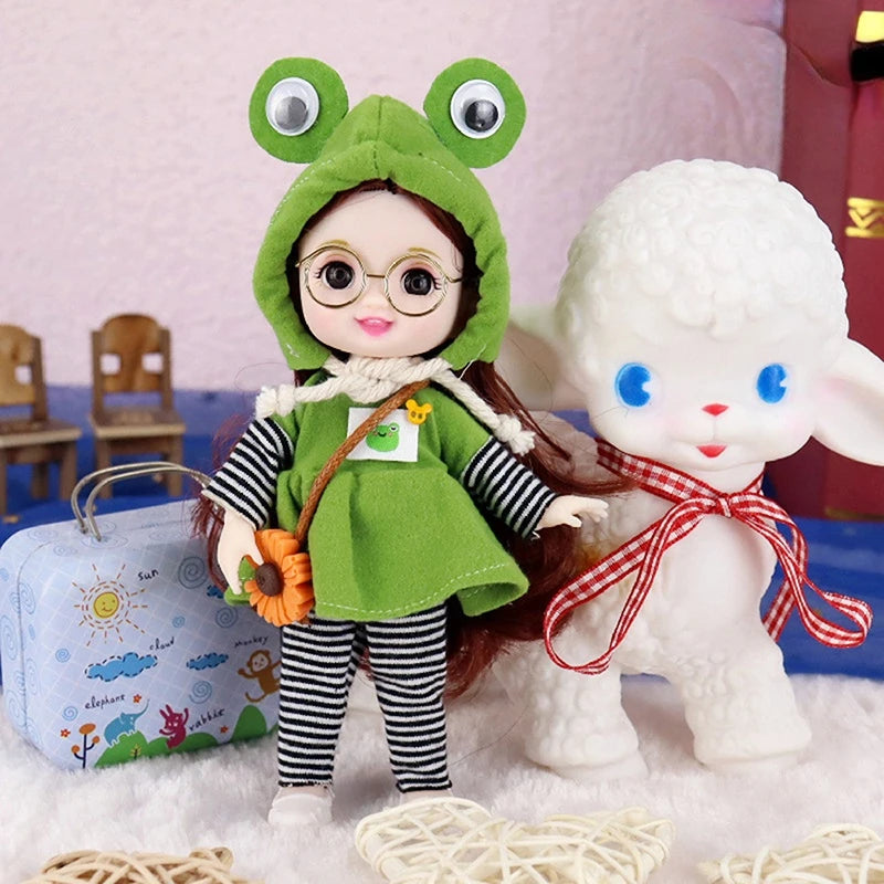 Mini 16cm BJd Doll 13 Movable Joint Girl Doll 3D Big Eyes 1/12 Fashion Princess Doll DIY Dress Up Toy Doll With Clothes Gift