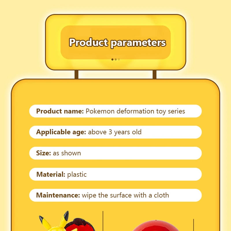 Funny Pokemon Transformation Cartoon Model Pokeball Pikachu Toys Scalable Anime Figure Dolls Model Ornaments Kids Birthday Toys