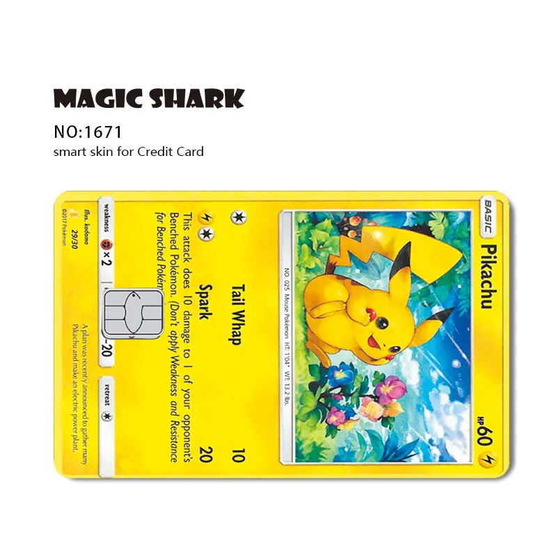 New Bulbasaur Pikachu Charmander Squirtle Mew Gengar Pokemons PTCG Film Skin Cover Sticker for Credit Debit Card